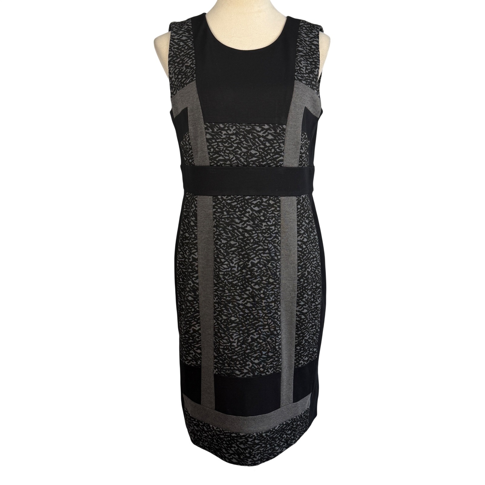 New Chicos Heather Grey Jessadress Pattern Pieced Jacquard Sleevelesssheath 0.5